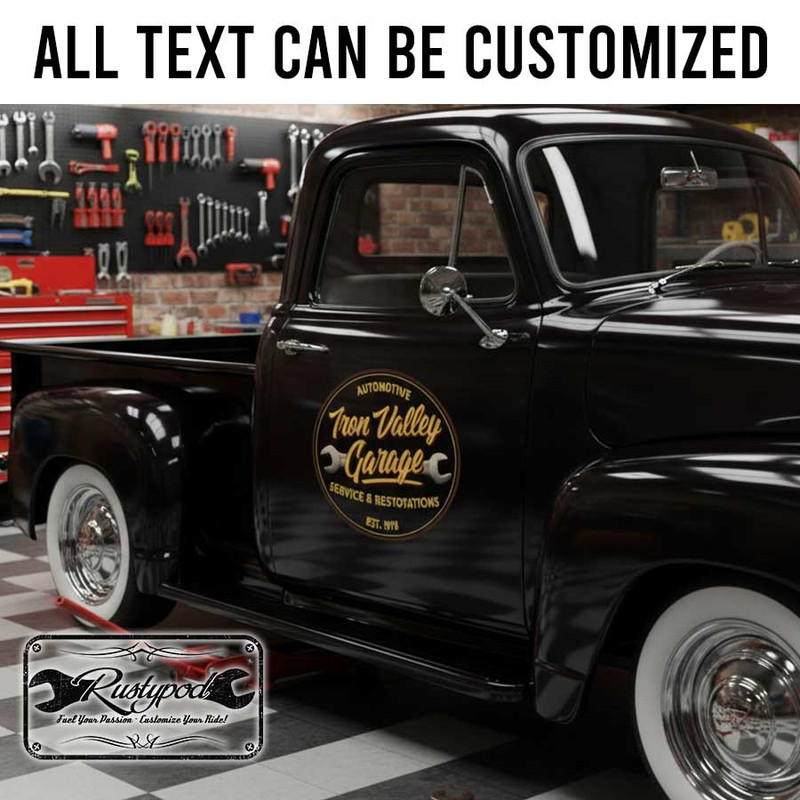 personalized wrench logo garage lettering decal service and restoration decal company sign sticker 13890 - Image 2