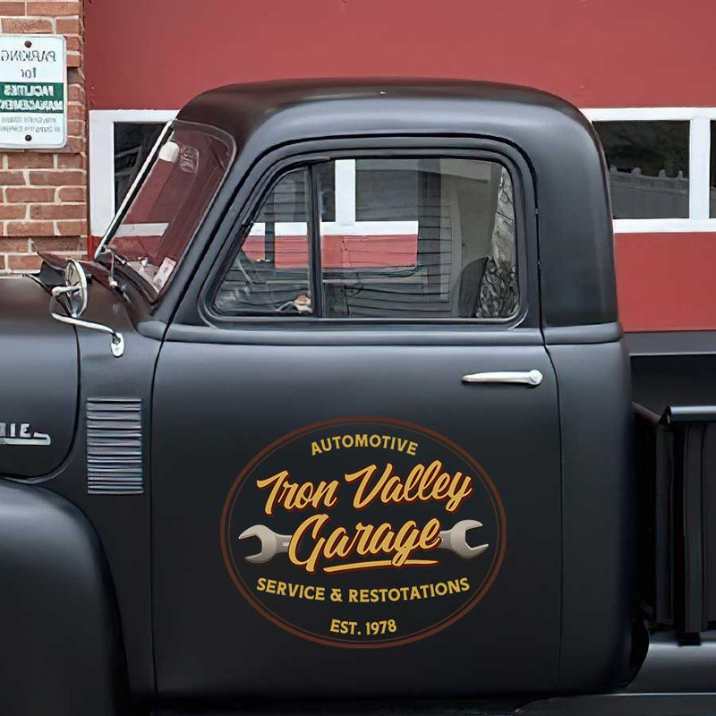 personalized wrench logo garage lettering decal service and restoration decal company sign sticker 13890 - Image 3