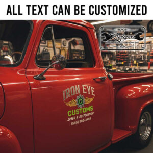 personalized gear head eye lettering decal flying eyeball decal speed shop sign decal hot rod sticker 13894