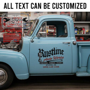 personalized piston logo lettering decal garage lettering decal auto work decal garage sticker 13908