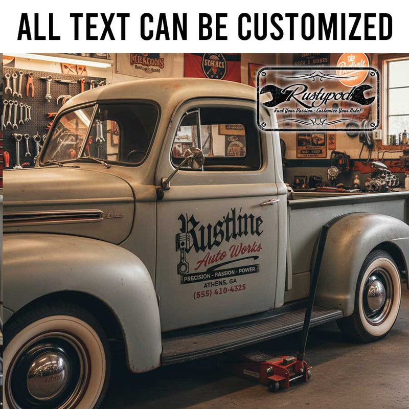 personalized piston logo lettering decal garage lettering decal auto work decal garage sticker 13908 - Image 2