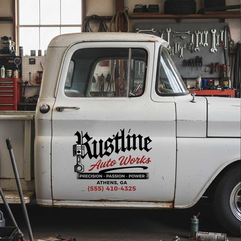 personalized piston logo lettering decal garage lettering decal auto work decal garage sticker 13908 - Image 3