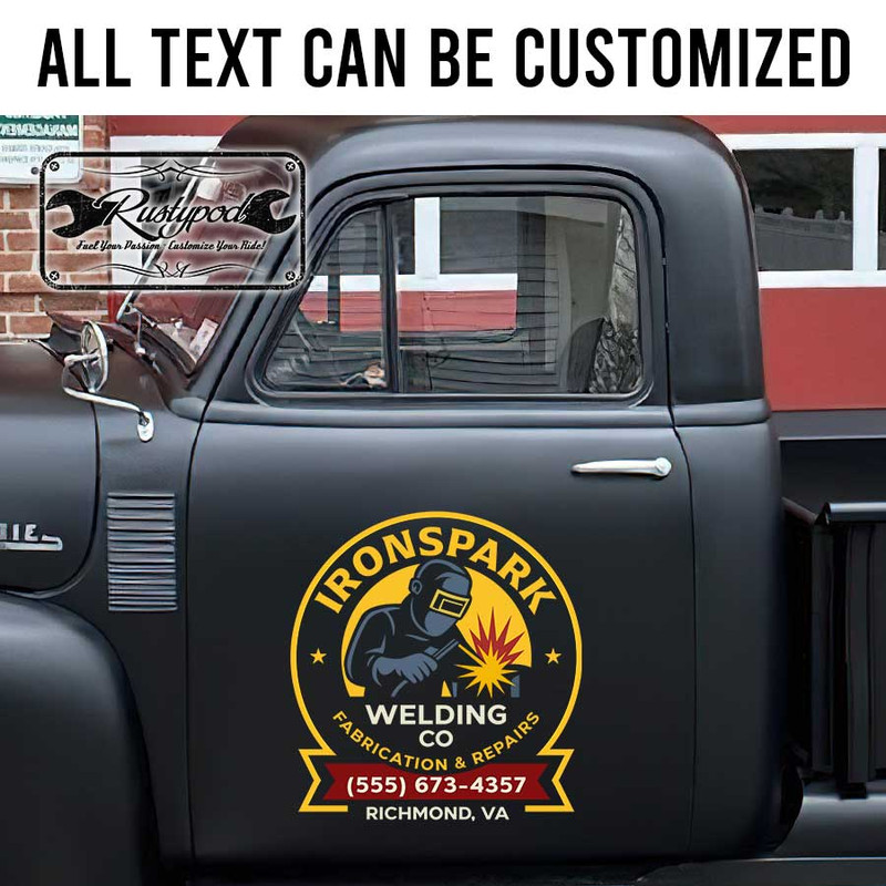 personalized ironwork company lettering decal welding company sign decal farbrication garage sign sticker 13911