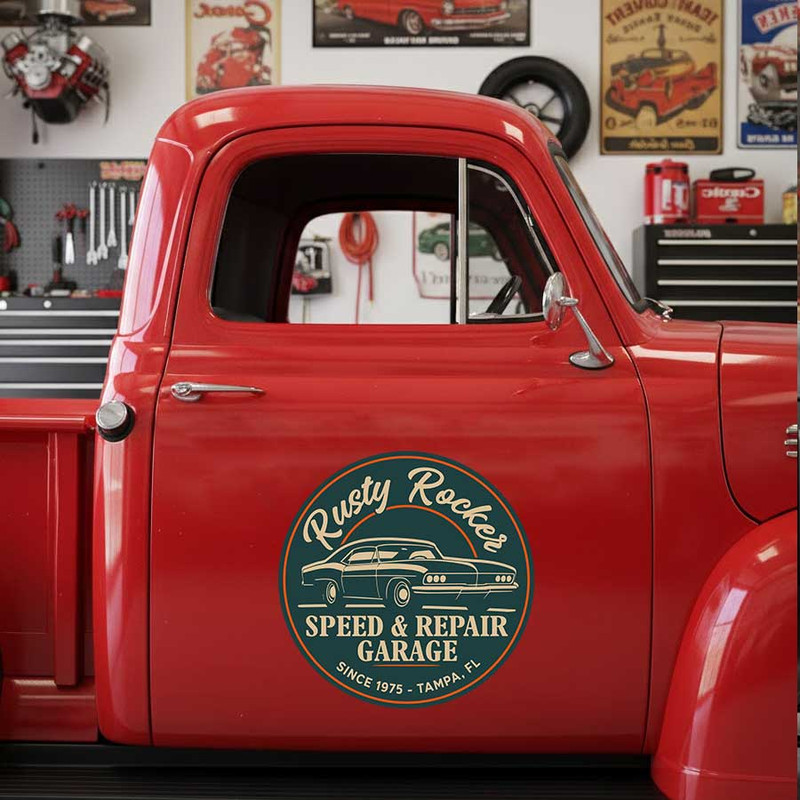 personalized speed garage sign decal hot rod lettering decal shop truck door sign decal kustom kulture sticker 13912 - Image 3