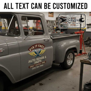 personalized crossing wrench and wings hot rod lettering decal car lettering decal sticker 13913
