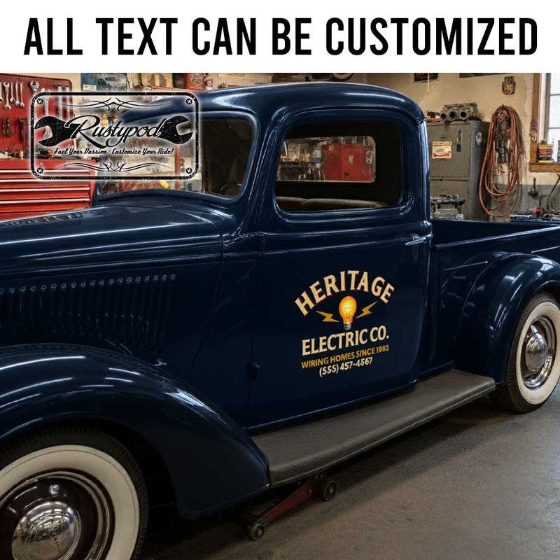 personalized electric company sign truck graphics pick up door sign sticker 13915
