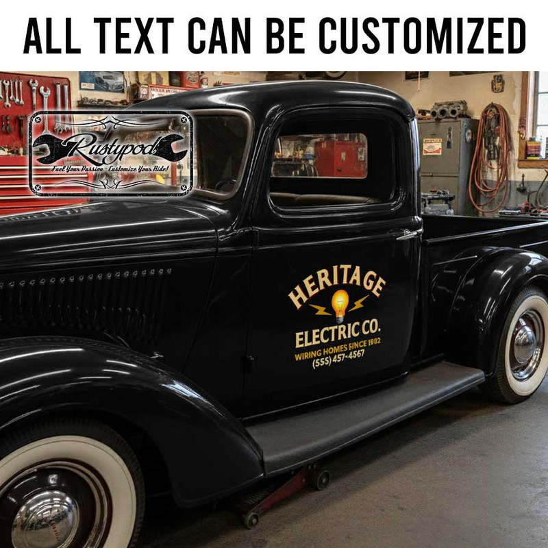 personalized electric company sign truck graphics pick up door sign sticker 13915 - Image 2