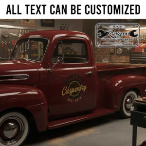 personalized heritage carpentry lettering decal car lettering decal woodworking company sign decal vehicle lettering sticker 13916