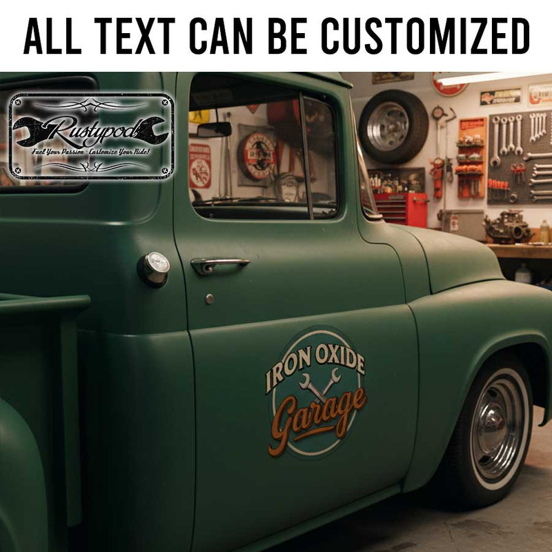 personalized crossing wrench lettering decal hot rod garage sign decal rat rod door art sticker 13919 - Image 2