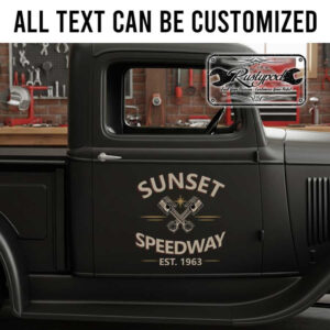 personalized crossing piston logo lettering decal hot rod decal kustom kulture decal shop truck door art sticker 13926