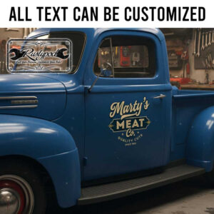 personalized meat company lettering decal car lettering decal kustom kulture decal hot rod lettering sticker 13935