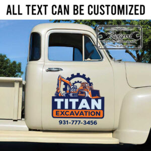 personalized excavator service lettering decal earth moving construction company sign sticker 13936