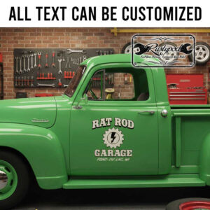 personalized gear head logo lettering decal hot rod decal rat rod door art decal car lettering sticker 13938