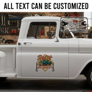 personalized retro recovery company lettering decal towing company lettering decal truck graphics sticker 13940