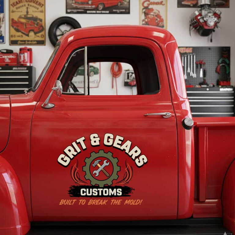 personalized gear head logo lettering decal hammer and wrench logo ...