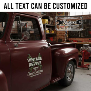 personalized crossing wrench lettering garage sign decal hot rod garage sign decal shop truck door art sticker 13943