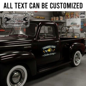 personalized thunder road custom garage lettering decal shop truck door art decal hot rod decal kustom kulture sticker 13946