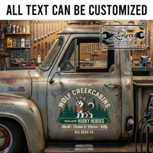 personalized wolf logo lettering decal shop truck door art husky logo sticker 13951