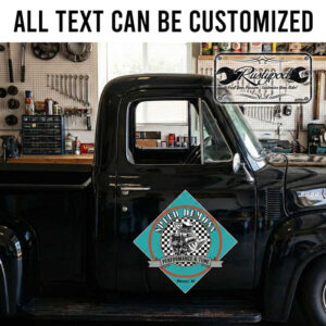 personalized speed up demon sign decal hot rod decal checkered flag lettering decal muscle car logo sticker 13952