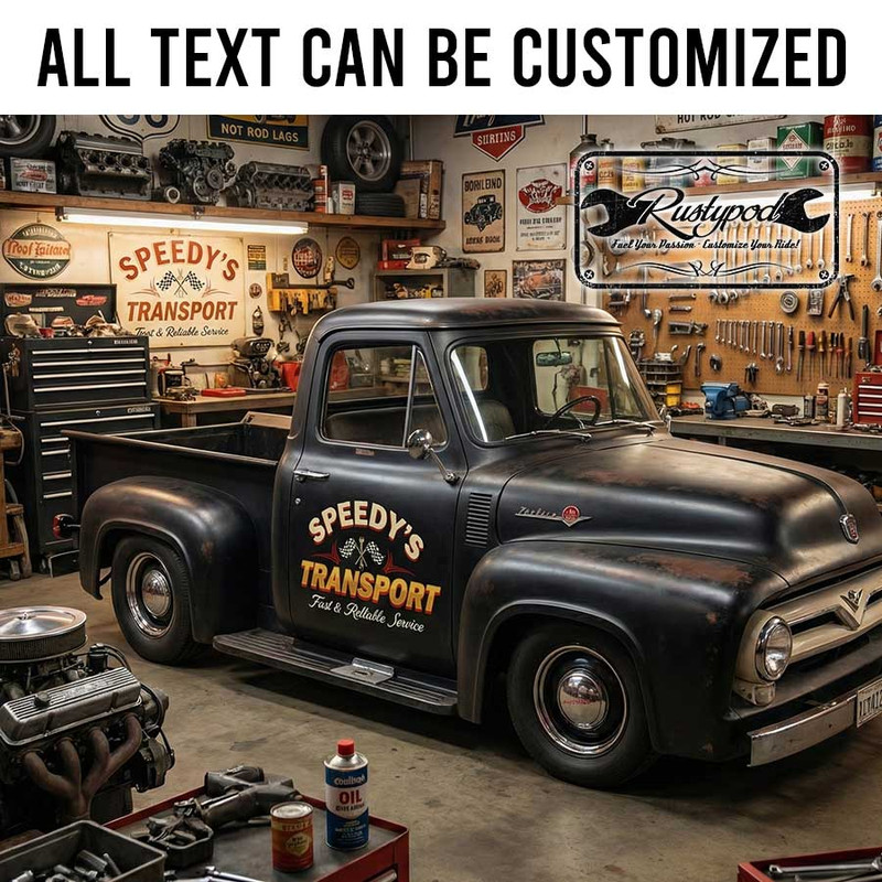 personalized checkered flag lettering decal pinstriping decal hot rod sign sticker 13961 - Image 2