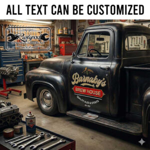 personalized brew house lettering decal rat rod door art hot rod sign sticker 13962