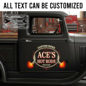 personalized pinstriping hot rod lettering decal rat rod logo sticker 13963