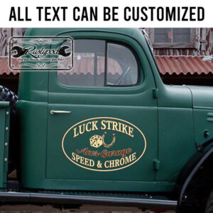 personalized oval lettering decal hot rod decal speed shop lettering decal shop truck door art sticker 13969