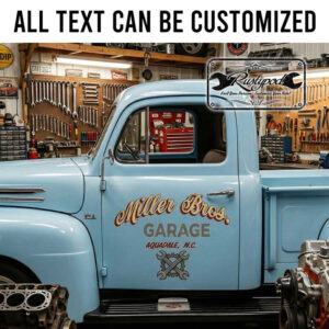 personalized gear head crossing wrench hot rod sign decal engine repair garage sign decal shop truck door art sticker 13971