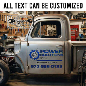 personalized power solution company sign decal electric company sign decal vehicle lettering decal company door sign sticker 13972