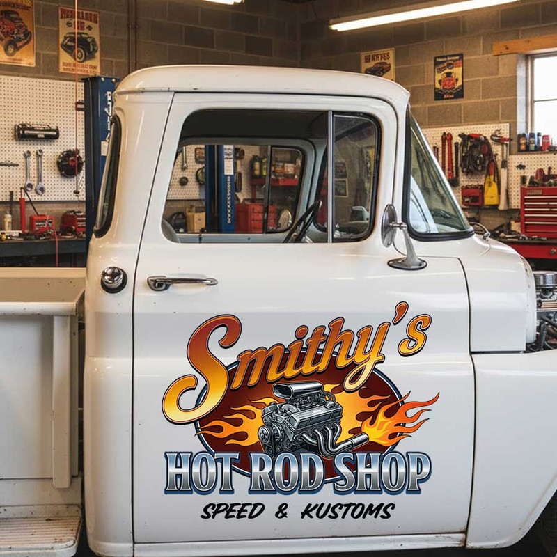 personalized hot rod shop lettering decal engine speed and customs garage sign kustom kulture sticker 13974 - Image 3