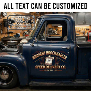 personalized rum running hot rod lettering decal pinstriping art decal speed delivery company sign sticker 13977