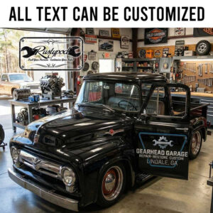 personalized gear head and wrench lettering decal hot rod decal restoration garage lettering sticker 13978
