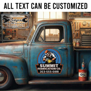 personalized welding company sign decal fabrication works metalworks lettering decal car graphics sticker 13979