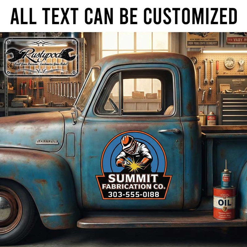 personalized welding company sign decal fabrication works metalworks lettering decal car graphics sticker 13979