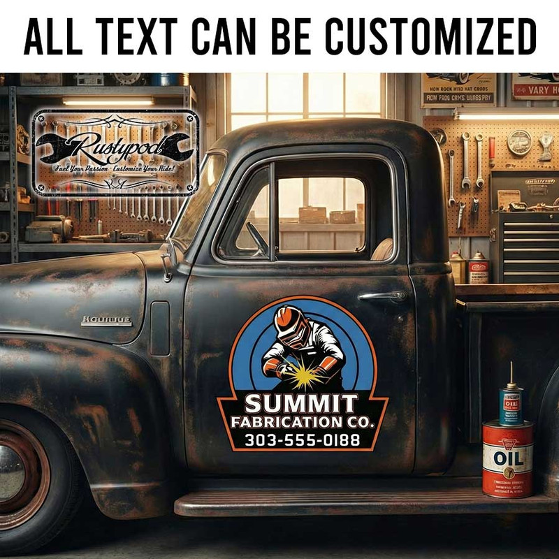 personalized welding company sign decal fabrication works metalworks lettering decal car graphics sticker 13979 - Image 2