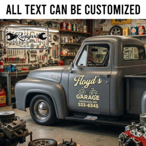 personalized checkered flag lettering decal garage sign decal hot rod decal kustom kulture sticker 13983