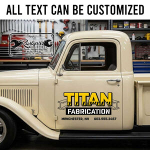 personalized titan fabrication lettering decal iron works lettering decal welding company sign sticker 13986