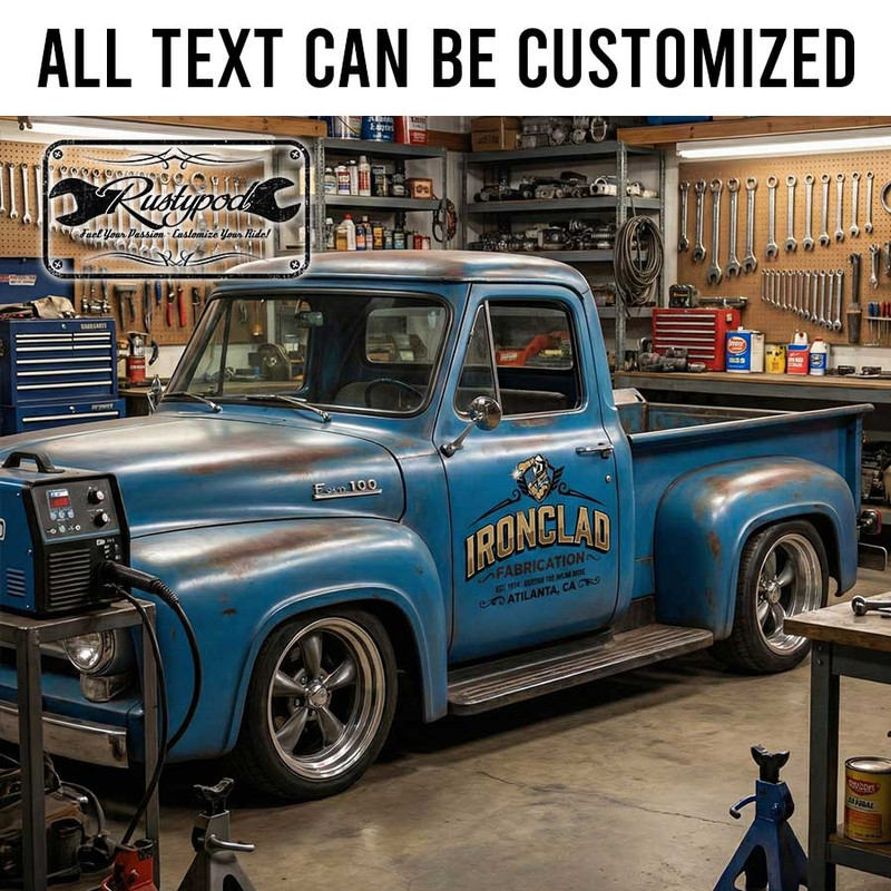 personalized welding company sign decal fabrication works metalworks lettering decal car graphics sticker 13989 - Image 2