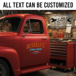 personalized pinstriping art custom garage sign decal hot rod garage lettering sign decal muscle car lettering sticker 13998
