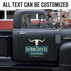 personalized long horn farm sign decal car lettering decal kustom kulture art decal ranch sign sticker 14005