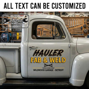 personalized fabrication and welding garage sign hot rod garage lettering decal car lettering decal vehicle lettering sticker 14007