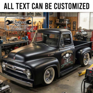 personalized crossing piston and skull lettering decal shop truck door art decal performance garage sign sticker 14009