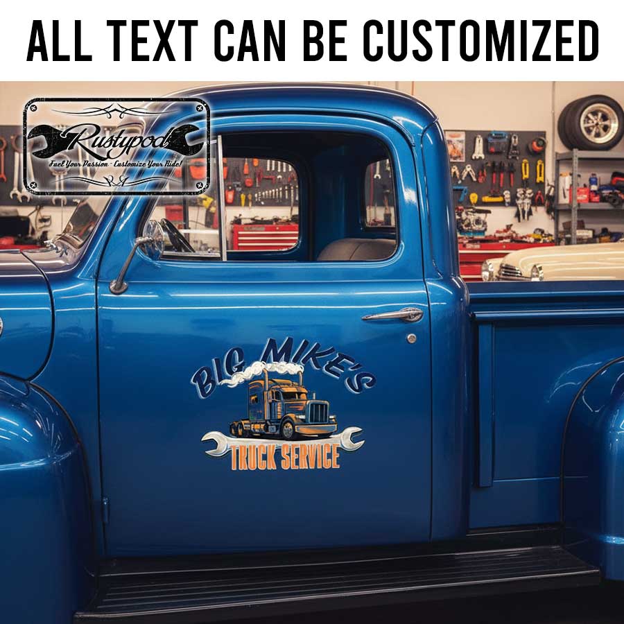 personalized truck service lettering decal truck graphics decal shop truck door art sticker 14024 - Image 2