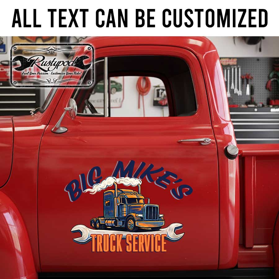personalized truck service lettering decal truck graphics decal shop truck door art sticker 14024