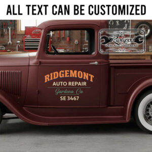 personalized hot rod garage lettering shop truck door art truck graphics speed shop sign sticker 14028