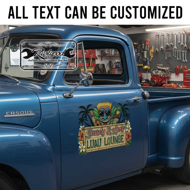 personalized tiki bar lettering decal hot rod door sign decal kustom kulture sticker 14032 - Image 2