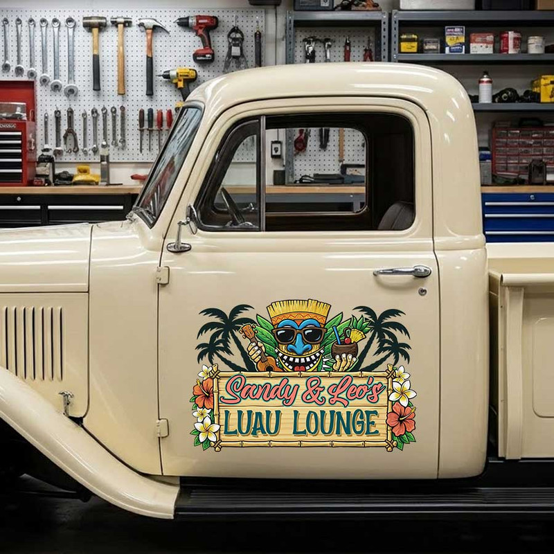 personalized tiki bar lettering decal hot rod door sign decal kustom kulture sticker 14032 - Image 3