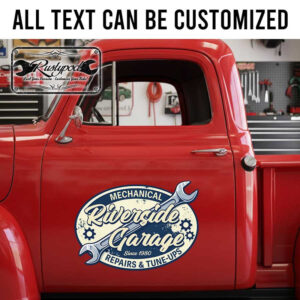 personalized wrench lettering decal hot rod decal rat rod door sign decal vintage shop truck lettering sticker 14035