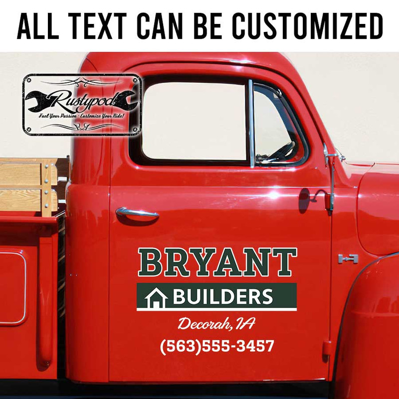 personalized builder company sign decal construction company lettering decal vehicle lettering sticker 14040