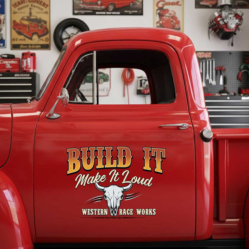 personalized build it make it loud skull lettering decal kustom kulture decal hot rod art sticker 14050 - Image 3